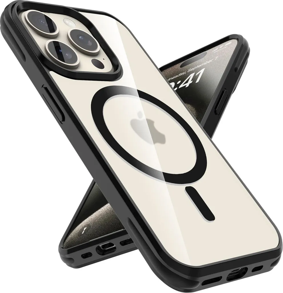 Cover iPhone 15 Pro MagSafe Nero Trasparente | Vita Quotidiana