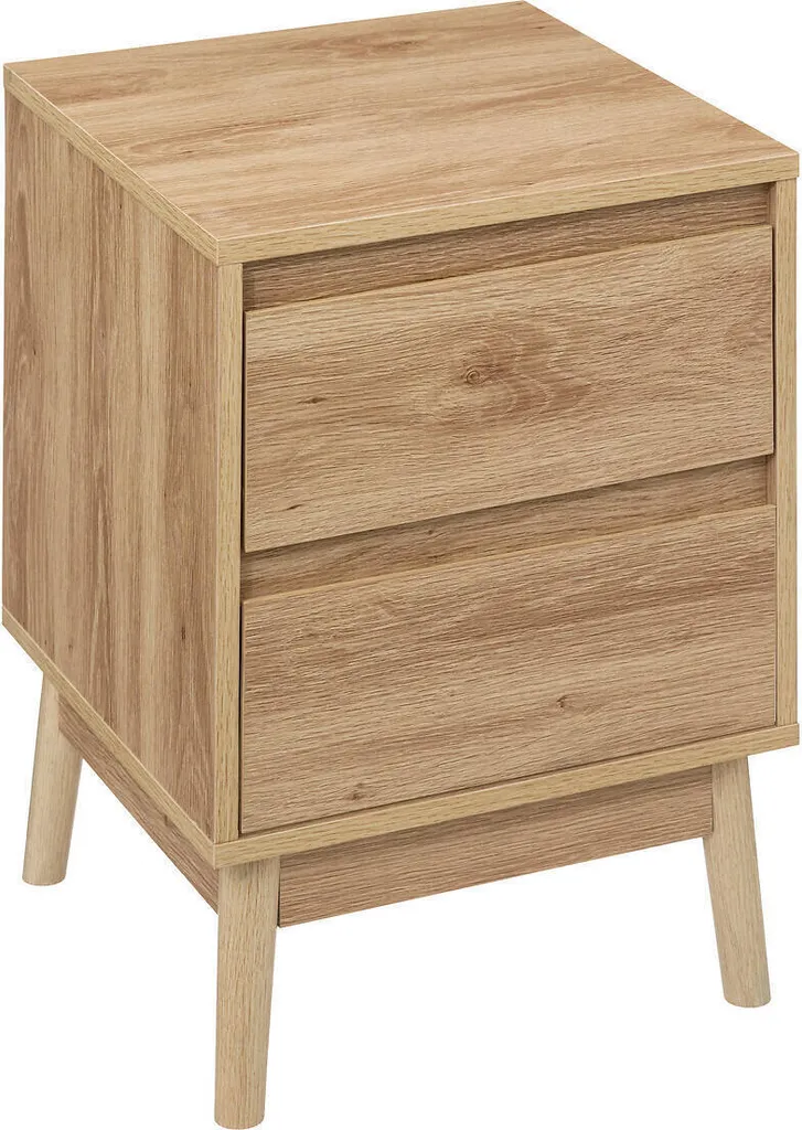 Table de chevet imitation chêne double tiroir pour lit double Abana