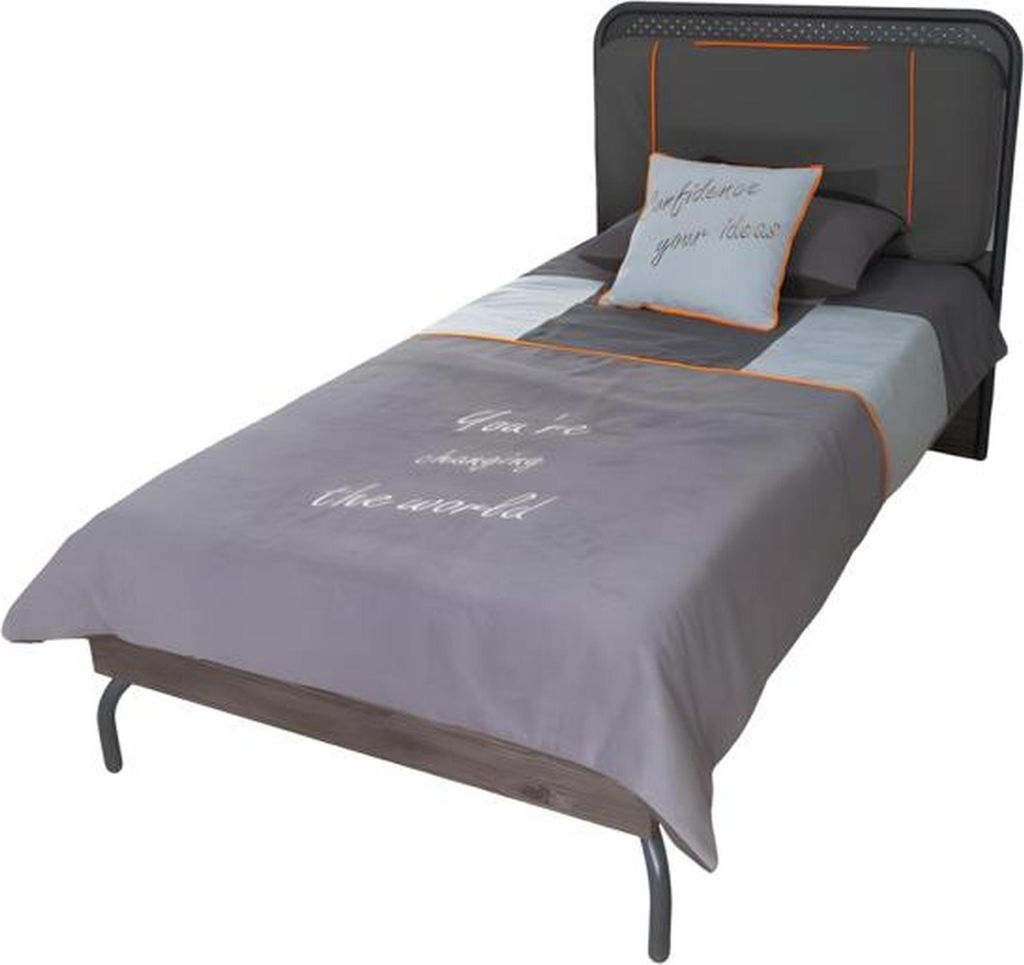 Graues Holzbett modern elegant für Schlafzimmer