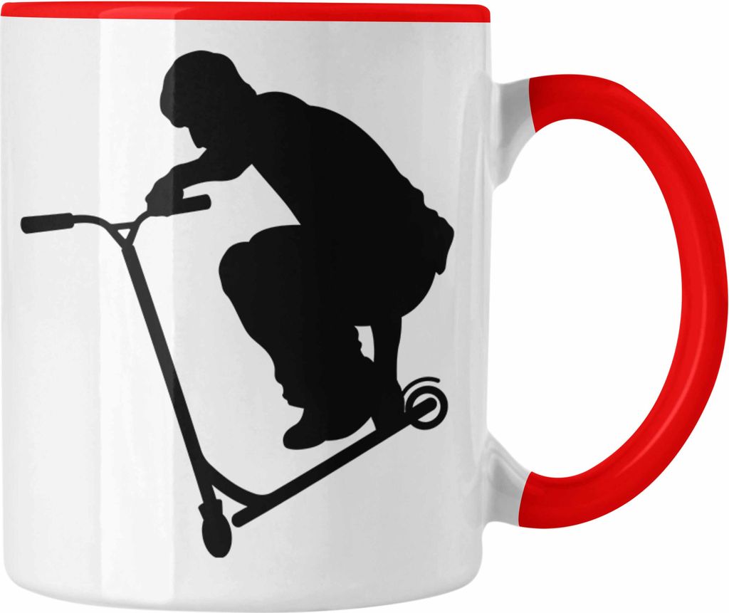 Trendation - Scooter Roller Fahrer Geschenk Tasse Scooterfahrer Geschenkidee Scooting Geschenkidee Jungs Profi Scooterfahrer Stunt (Rot)