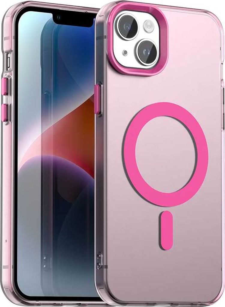 Magnetisch Hülle für iPhone 15, Schlank Durchscheinend Matt Stoßfest Handyhülle Rot