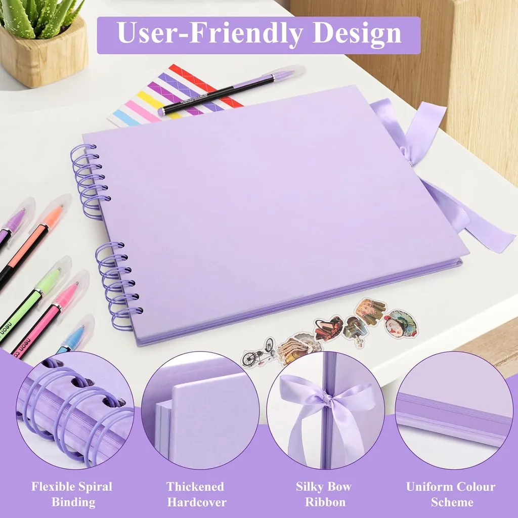 Album scrapbooking 80 pages violette haute qualité - Couverture rigide
