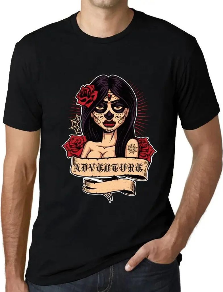 Herren Grafik T-Shirt Frauen Blume Tattoo Abenteuer – Women Flower Tattoo Adventure – Öko-Verantwortlich Vintage Jahrgang Kurzarm Lustige Druck