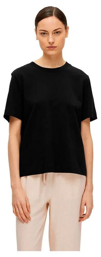 Selected Essential Boxy Kurzarm-t-shirt Schwarz L Frau Schwarz L
