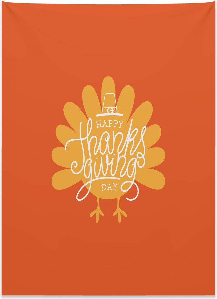 Abakuhaus Truthahn Wandteppich, Geflügel Silhouette Herbst aus Weiches Mikrofaser Stoff Kein Verblassen Klare Farben Waschbar, 110 x 150 cm, Senf ...