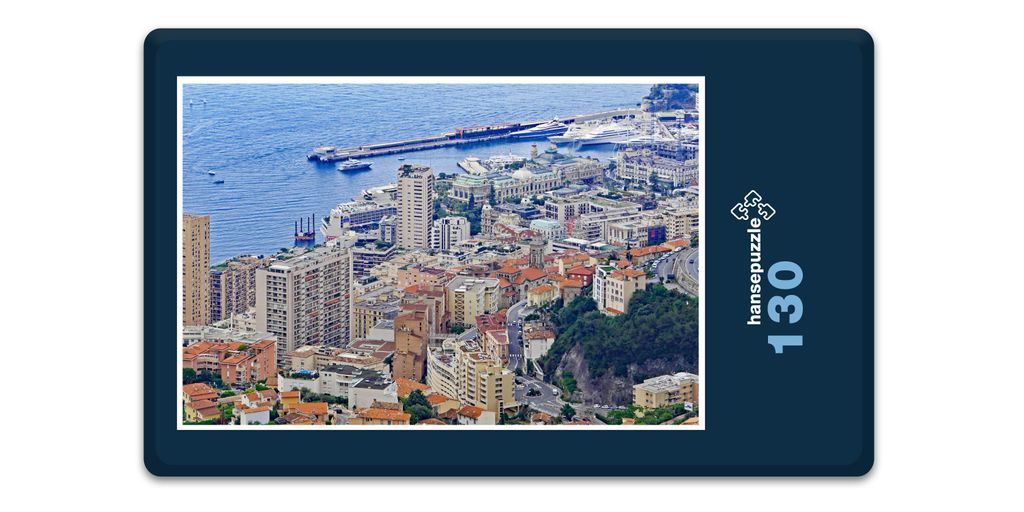 hansepuzzle 16953 - Monaco Puzzle, 130 Teile, Orte, 28,7 x 20,0cm mit hochwertiger Aufbewahrung, Kartonbox und wiederverschließbarem Beutel