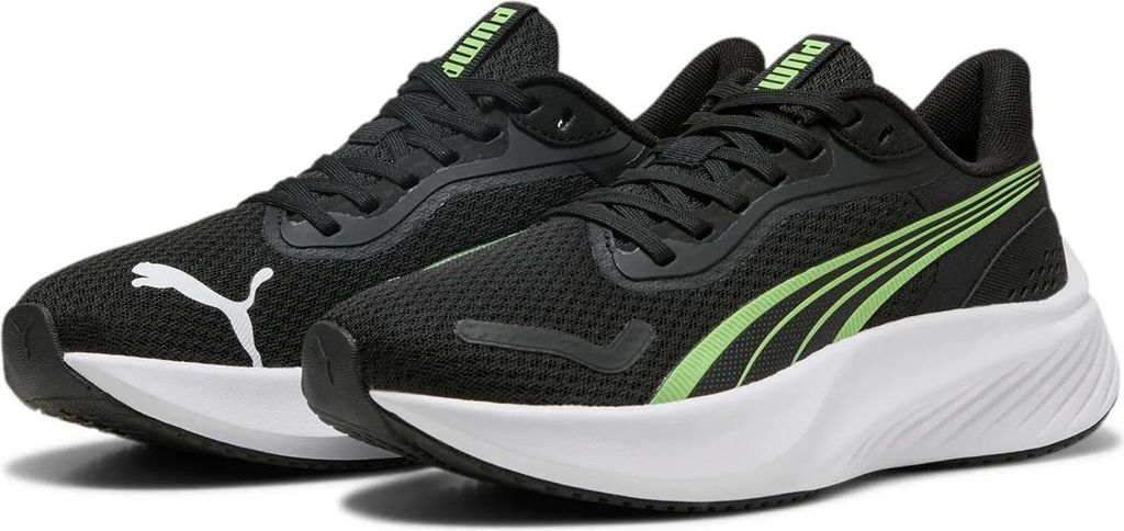 PUMA Pounce Lite Jr Kinder Sportschuhe Sneaker Laufschuhe 401512 05 schwarz-grün, Schuhgröße:38 EU