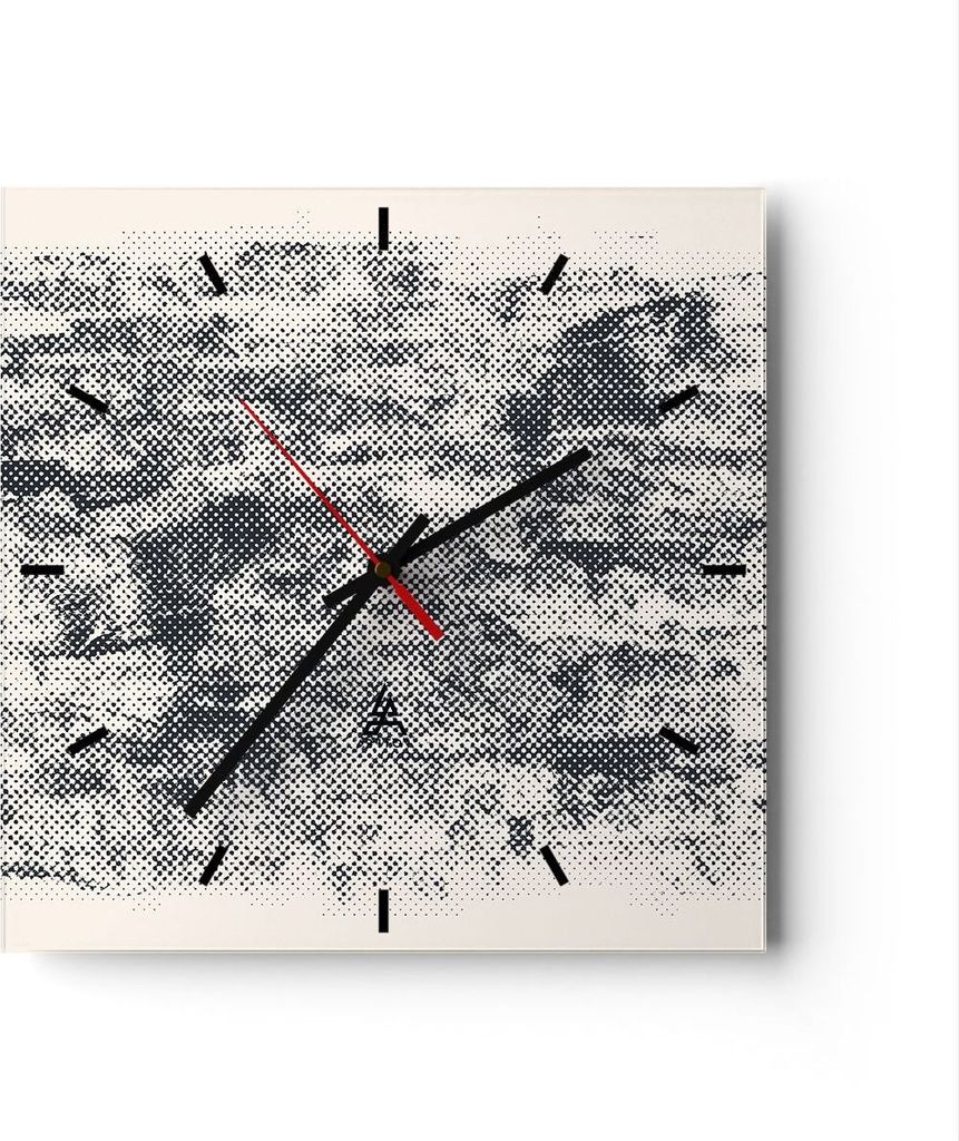 Wanduhr - Quadrat - Glasuhr - Schwarz Hintergrund Farbe - 30x30cm - Schleichendes Uhrwerk - Lautlos - zum Aufhängen bereit - Dekoration Modern - W...