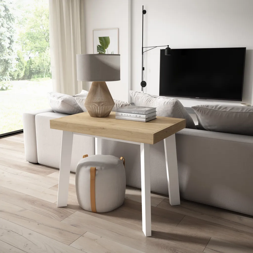 Console extensible en bois de chêne TAPA pour un salon modulable
