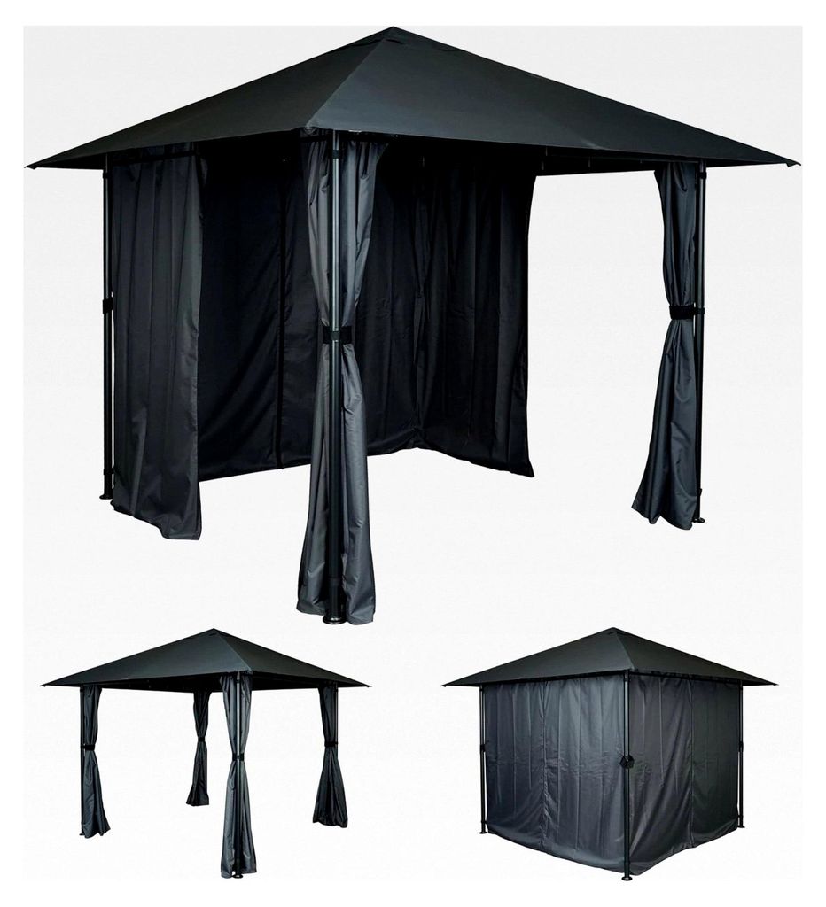 Pergola Gartenpavillon Terrassenüberdachung mit Seitenwand 3x3m - anthrazit