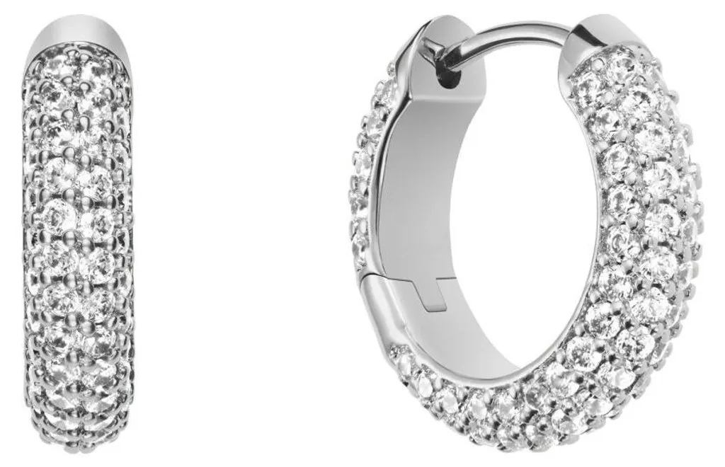 Boucles d'oreilles créoles strass argentées Daniel Wellington