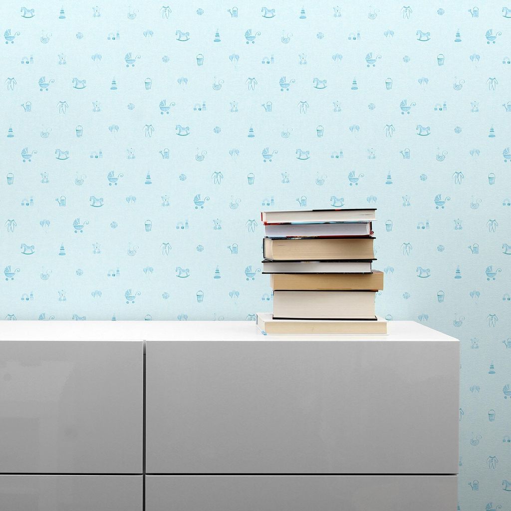 TADESSI Tapete Kinderzimmer M1-No.1563 Vliestapete Blau Babyzimmer Einfarbig Jungenzimmer Mädchenzimmer