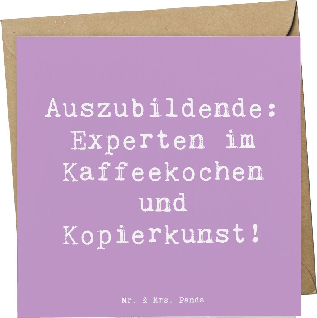Mr. & Mrs. Panda Glückwunschkarte Spruch Auszubildende Kaffeekünstler - Lavendeltraum - Geschenk, Ausbildungsverlauf, Beruf, anlasskarte, Berufe,...