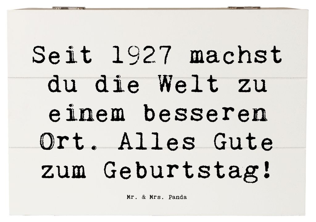 Mr. & Mrs. Panda Schatulle Spruch 1927 Geburtstag 22 x 15 cm - Weiß - Geschenk, Holzbox, Holzkiste, truhe holz, Einfluss, alles Gute zum, Aufbewah...