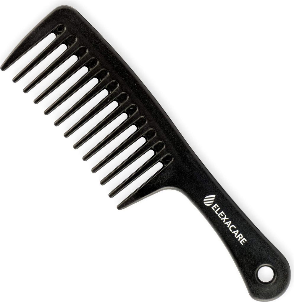 ELEXACARE Lockenkamm, weit gezahnt (ca. 24 cm) - Grobzinkiger Griff-Styler Kamm für Locken und lange Haare