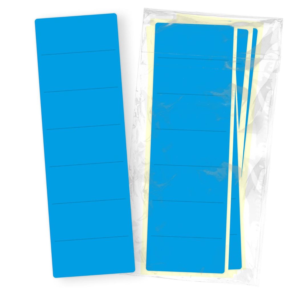 itenga 50x Ordneretikett Blau Rückenetikett vollflächig zum Aufkleben 6,0 x 19,0 cm aus Haftpapier