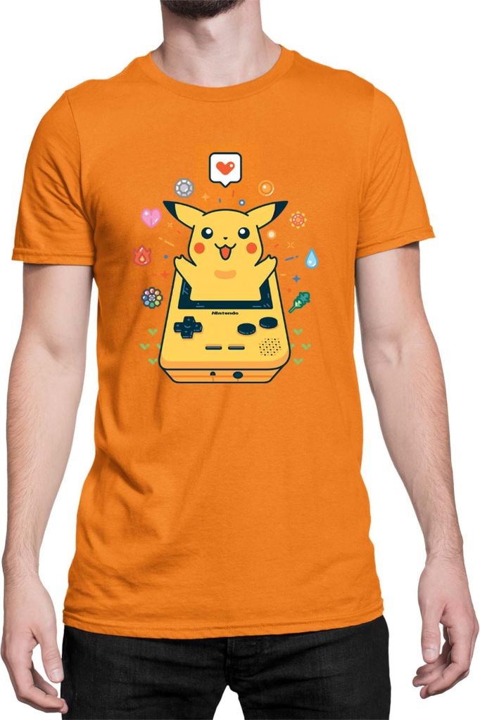 Herren T-Shirt Japan Manga Anime Comics Pokemon 037, Man L / Orange