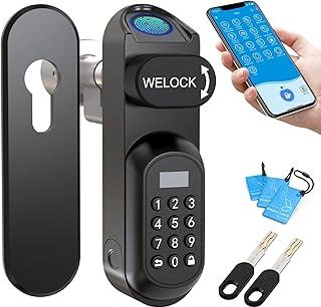 WELOCK U81 Smartes Türschloss Ultra mit Fingerabdruck Passwort WLAN App und RFID Karte Ersatzteil Mechanischer Schlüssel, Elektronisches Türschl...