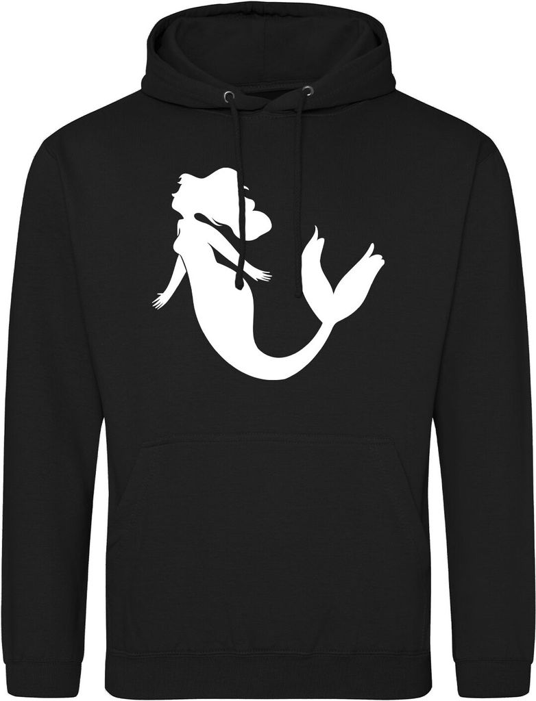 Huuraa Uni Hoodie Meerjungfrau Silhouette XL Deep Black Vegan Sweatshirt Geschenkidee