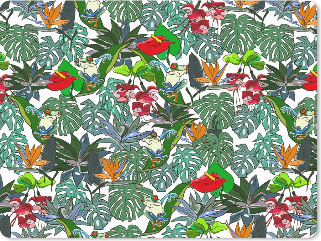 MuchoWow Mauspad Mousepad Muster - Pflanzen - Dschungel 23x19 cm - Mousepads - Maus Mat - Pad - Mausunterlage - Schreibtischunterlage - Mauspad