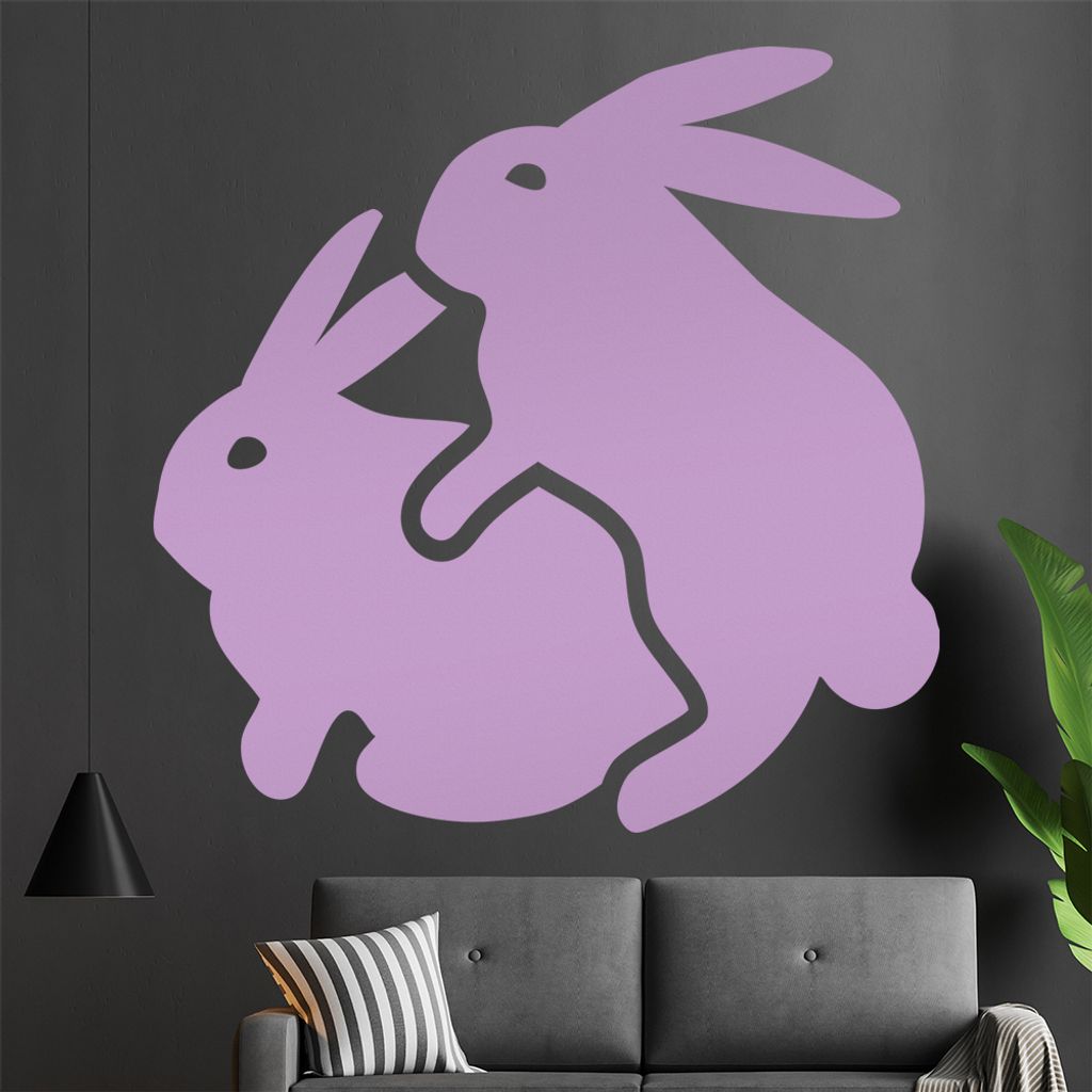KIWISTAR Zwei Hasen - Liebe Sex Rammeln Ostern Wandtattoo in 6 Größen - Wandaufkleber Wall Sticker - Dekoration, Küche, Wohnzimmer, Schlafzimmer...