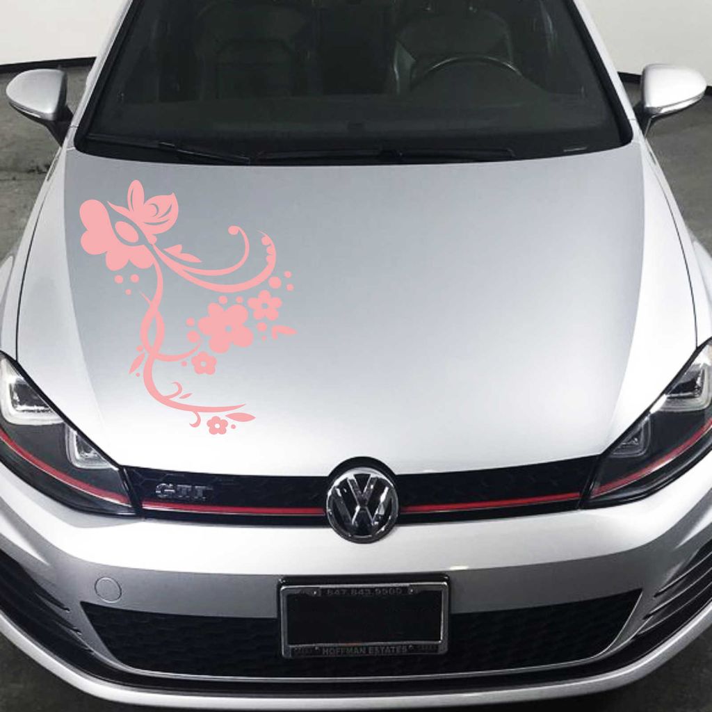Aufkleber - Autoaufkleber "Rankelement Vera" 50cm x 36cm hellrosa - Tuning Carystyling Heckscheibe Auto