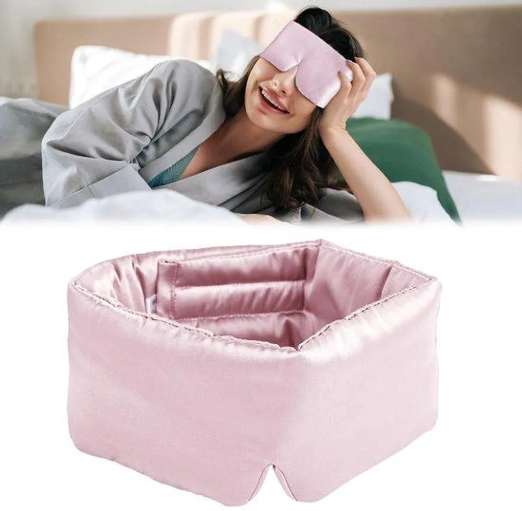 Masque de sommeil en soie grand format avec fermeture réglable noir