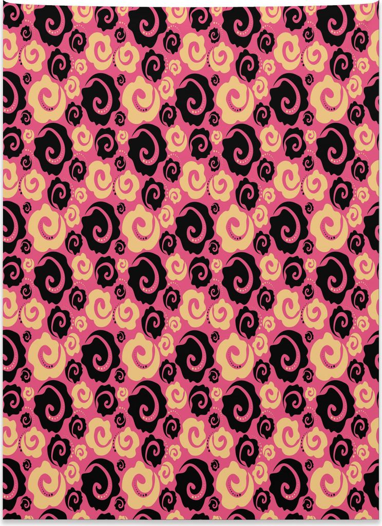 Abakuhaus Blumen Wandteppich, Vintage Rosen Mode aus Weiches Mikrofaser Stoff Kein Verblassen Klare Farben Waschbar, 110 x 150 cm, Hell Orange Schw...