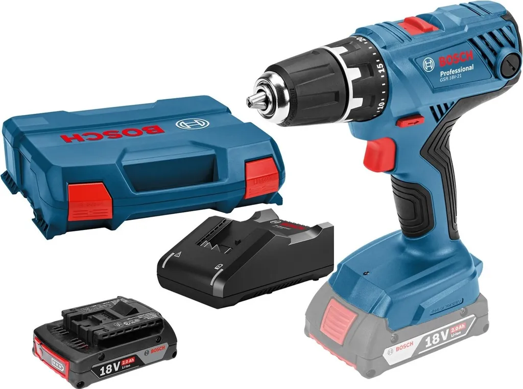 Perceuse visseuse 18V Bosch GSR 18V-21 couple 55Nm et batterie haute densité