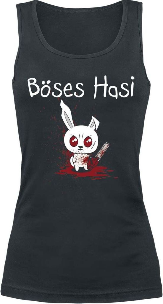 Tierisch Top Damen Böses Hasi schwarz L