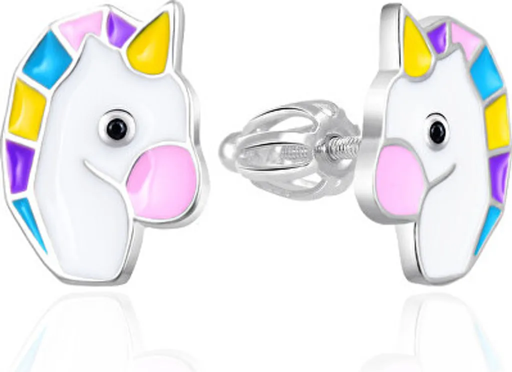 Boucles d'oreilles licorne argent fille avec fermoir sécurisé