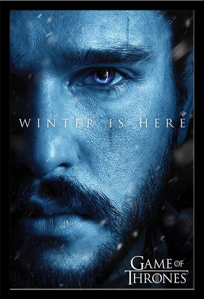 Poster Game of Thrones Winter is Here Jon Snow avec Cadre Shinsuke Maxi