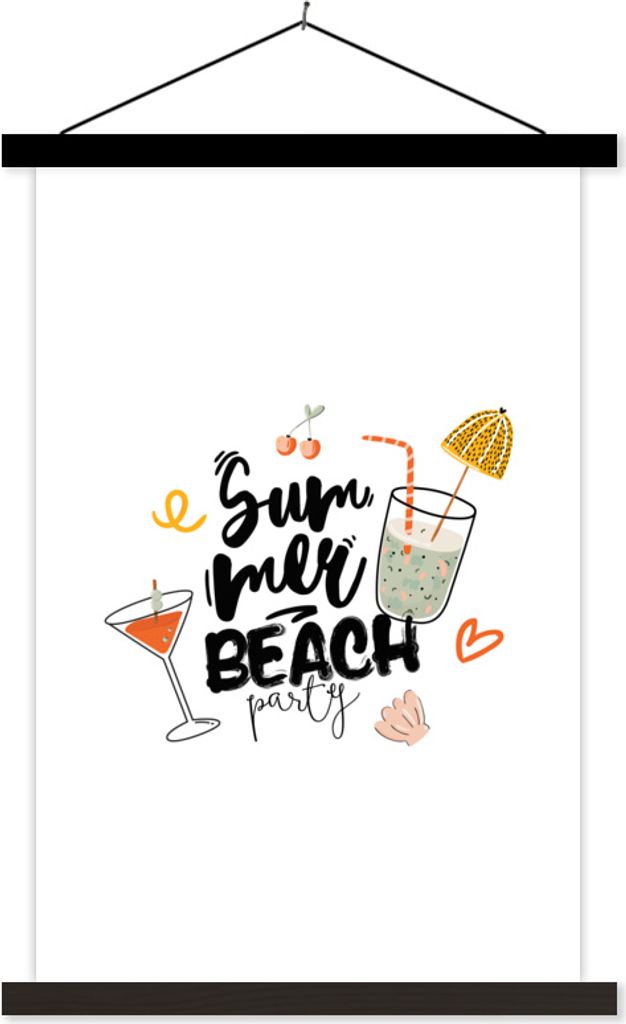 MuchoWow Textilposter Cocktail - Kirsche - Sommer 40x60 cm mit schwarzem Rahmen - Wanddekorationen