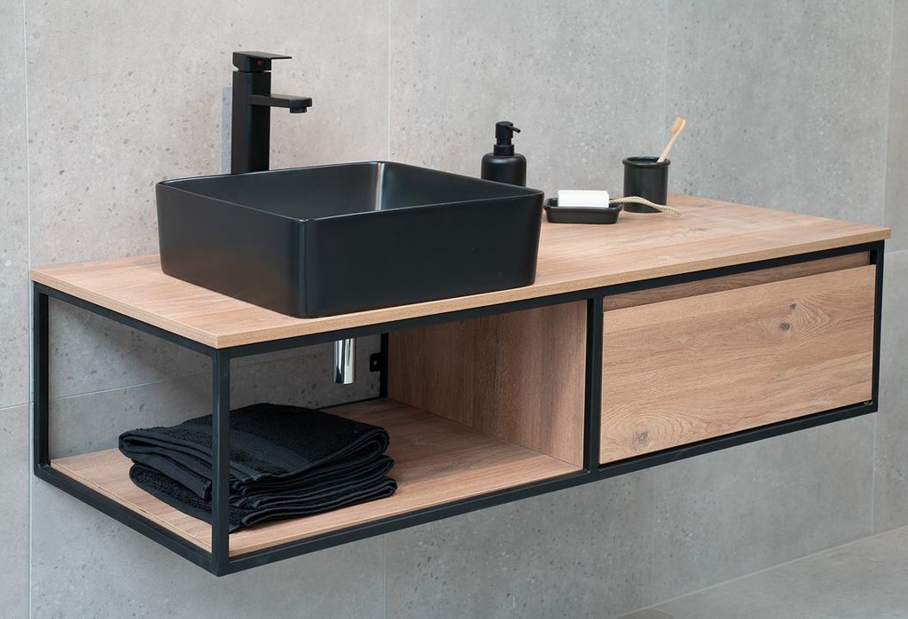 Badmöbel Unterschrank REED-140 (eiche) ohne Waschtisch