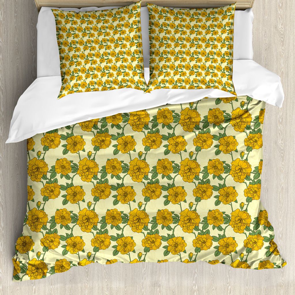 ABAKUHAUS Blumenweinlese Bettbezug Set für Einzelbetten, grafische Blumen, Milbensicher Allergiker geeignet mit Kissenbezug, 200 cm x 200 cm - 80 ...