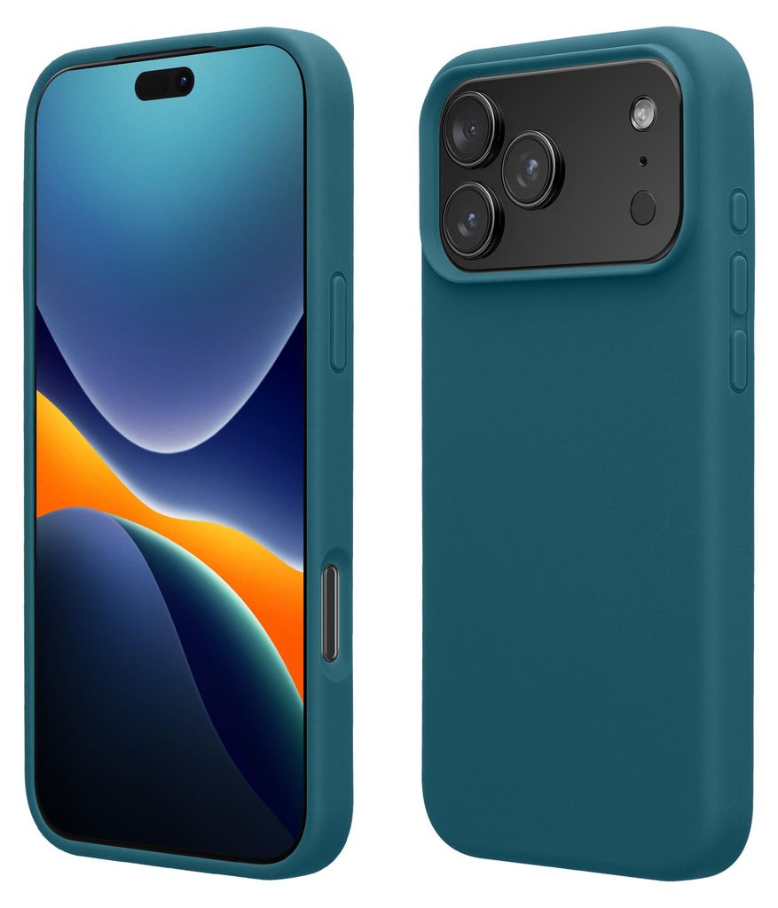 kwmobile Handyhülle für iPhone 17 Pro Max Hülle, für iPhone 17 Pro Max Case - Hülle Silikon - kabelloses Laden - Petrol matt