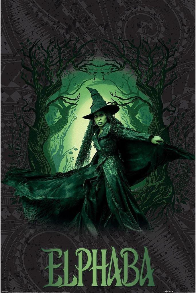 Wicked - Glühen-bedruckt, Elphaba PM12512 (91,5 cm x 61 cm) (Grün/Schwarz)