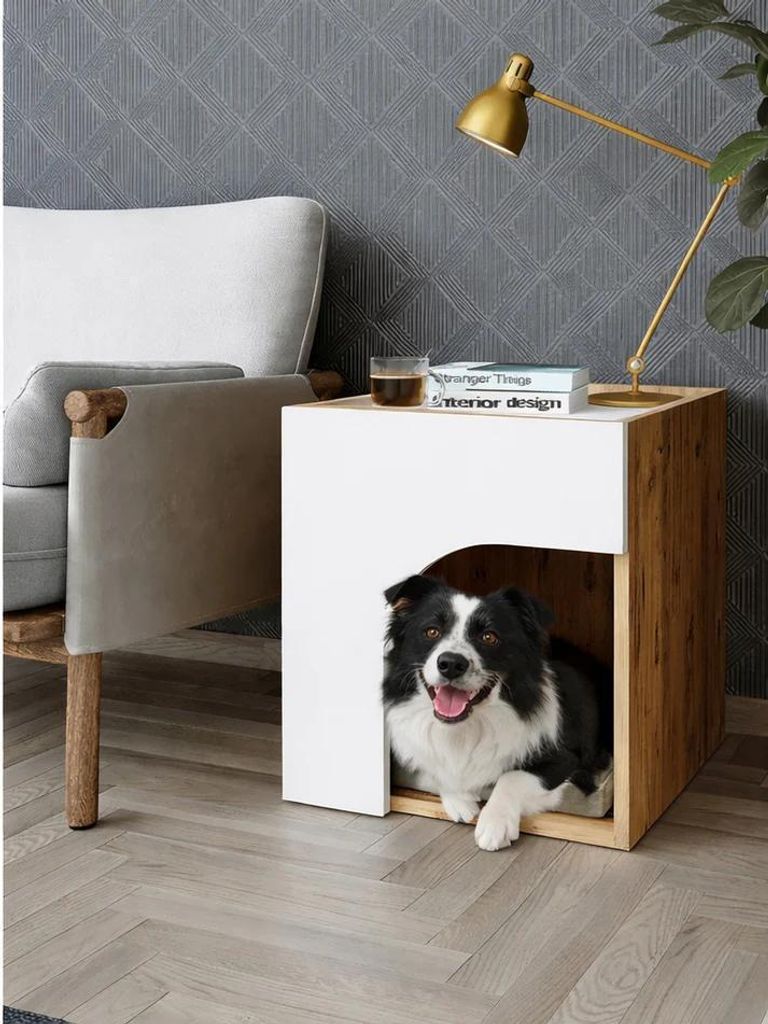 Roomart RINO Tierhaus 50 cm breit, Weiß-Eiche