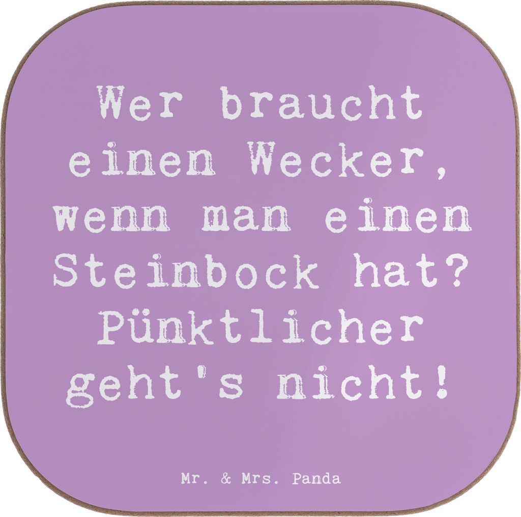Mr. & Mrs. Panda Untersetzer für Gläser Spruch Steinbock Wecker - Lavendeltraum - Geschenk, 22. Dezember, Zuverlässigkeit, Horoskop, Tasse, Gesc...