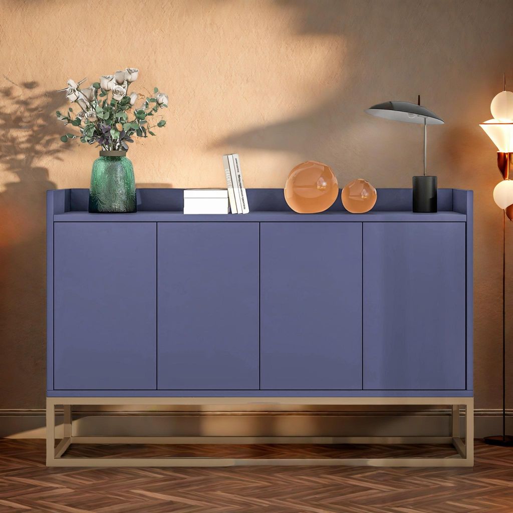 Komoda UnboxG 120x30x80 cm niebieska z 4 drzwiami, szafka Zdjęcie produktu 
