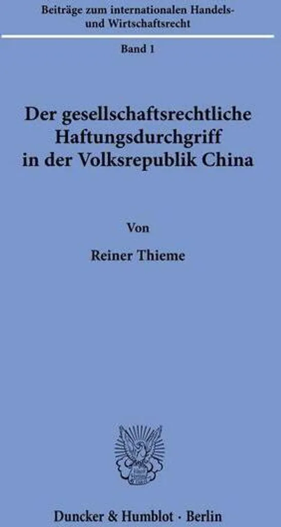 Livre Droit des sociétés en Chine : Responsabilité et holding de filiale