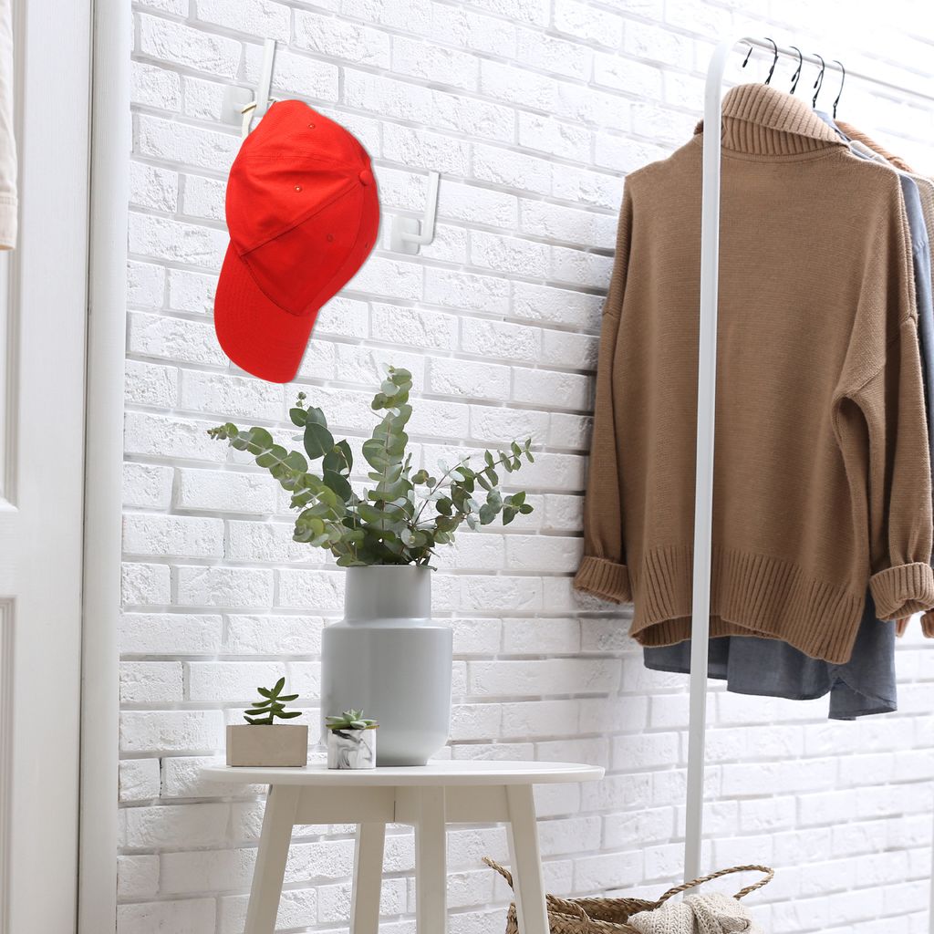 2 Stück Baseball-Mützenhaken, Wandkappenständer, für Schlafzimmer, weiß