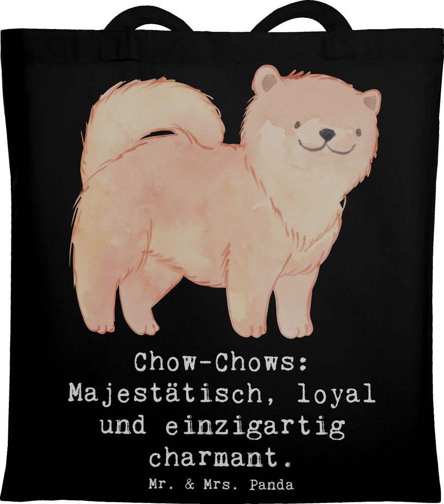 Mr. & Mrs. Panda Tote Bag Chow-Chow Charme - Schwarz - Geschenk, unabhängig, Informationen, Pflege von Chow-Chows, Stoffbeutel, Hunderasse, Hunder...