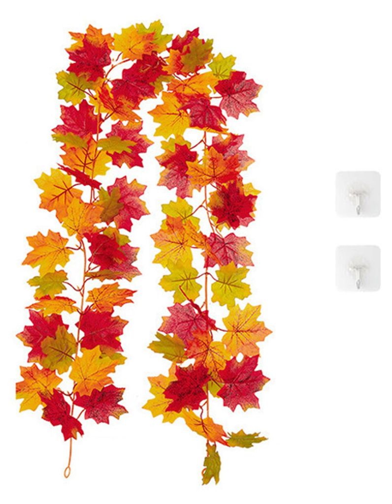 1/2 Stück 175/200 cm Herbst-Ahornblattgirlande, künstliche Blätter, Pflanzenranken, Rattan, zum Aufhängen, für drinnen und draußen, Halloween...
