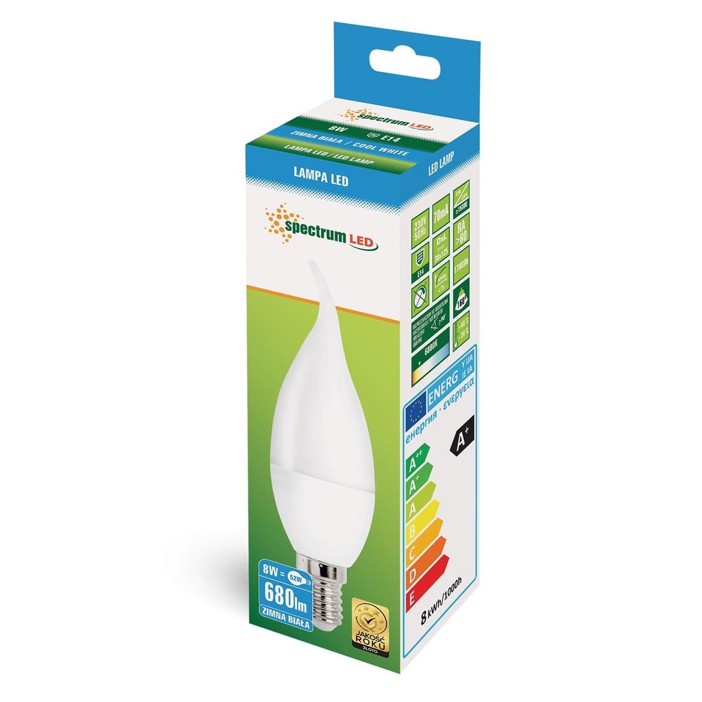 Spectrum LED Leuchtmittel Windstoßkerze 8W E14 matt 680lm Produktbild 4