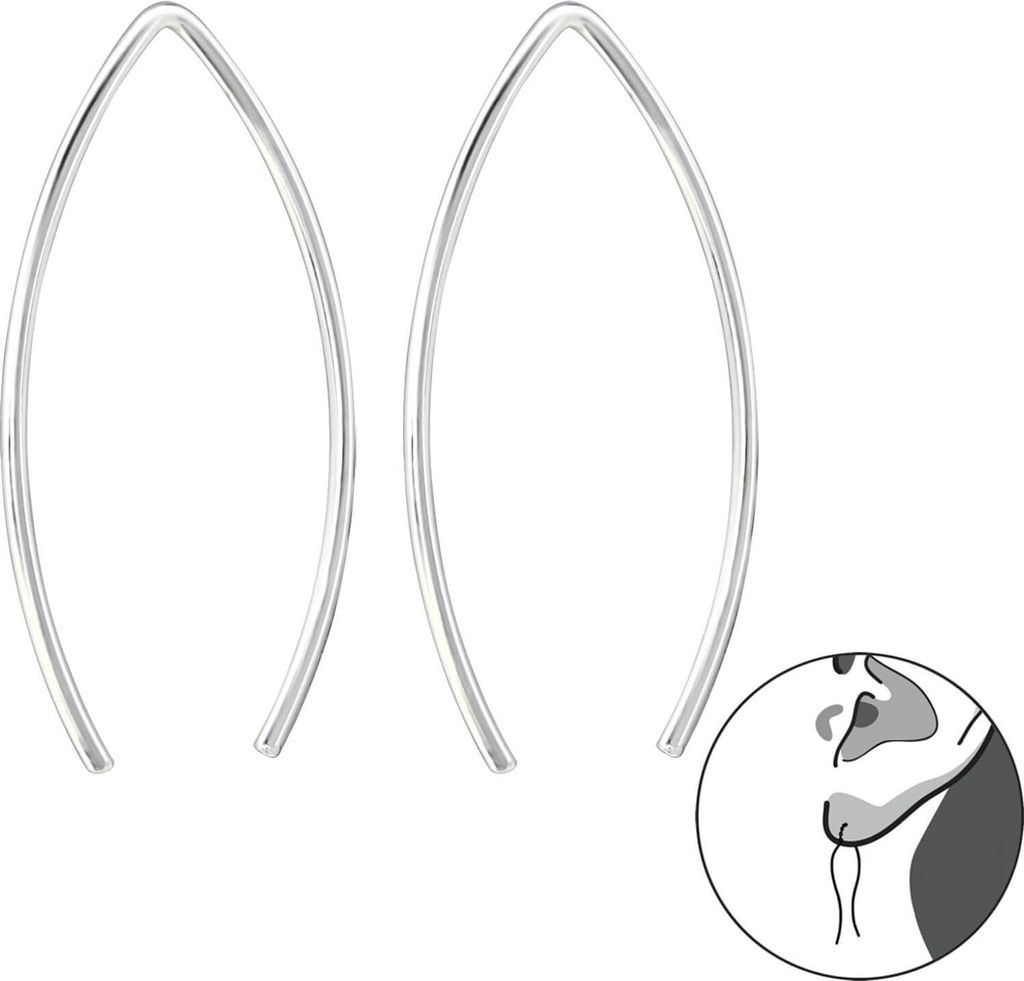 925 Sterling Silber Durchzieher Creolen Draht Ohrringe Produktbild 