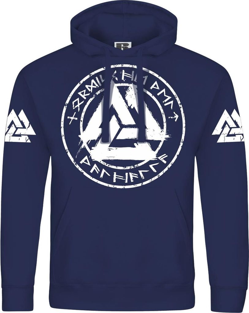 Herren Kapuzenpullover Nordische Welt Walhalla Wotansknoten weiss