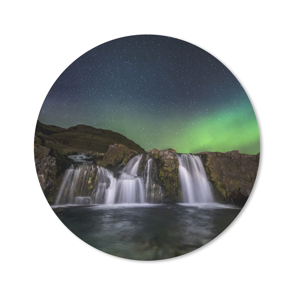 MuchoWow Mauspad Mousepad Nordlicht - Wasserfall - Island - Natur 40x40 cm - Mousepads - Maus Mat - Pad - Mausunterlage - Schreibtisch Accessoires