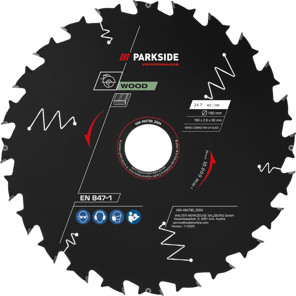 PARKSIDE PERFORMANCE Kreissägeblätter 190 mm Holz/Multi (Holz 24 Zähne)