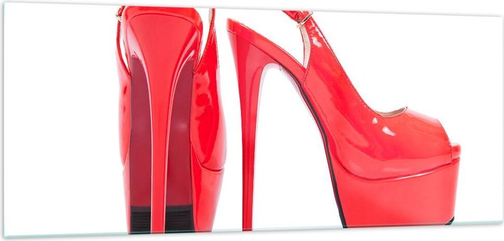 Bilder auf glas - Ferse Schuhe Frauen Mode - 100x40cm - Glasbilder - Wandbilder - Kunstdruck - zum Aufhängen bereit - Wanddekoration aus Glas - Gl...